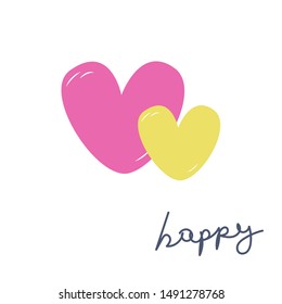 cute vector Valentine's day card. postcard with hearts and inscription isolated on white background.