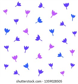 Cute vector wallpaper with handcrafted colorful flowers on the white background