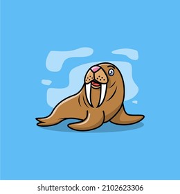 Cute Vector Walrus Cartoon Kawaii