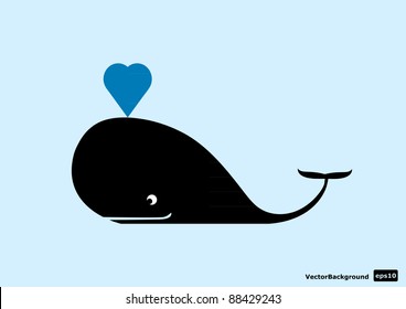 Cute vector whale.