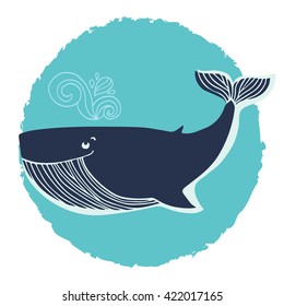 Cute vector whale. Vector illustration of a lovely cartoon whale.