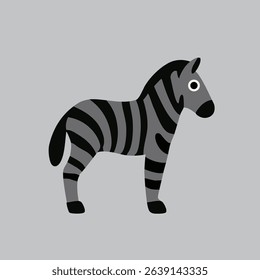 Cute vector zebra with big eyes, simple design, great for kids' projects and decor.