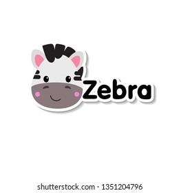 Cute vector zebra face sticker