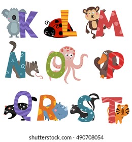 Cute Vector Zoo Alphabet Funny Cartoon Stock Vector (Royalty Free ...