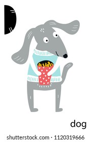 Cute vector zoo alphabet poster with cartoon animals. Set of kids abc poster in scandinavian style.