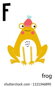 Cute vector zoo alphabet poster with cartoon animals. Set of kids abc poster in scandinavian style.