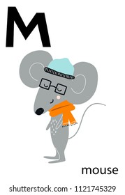 Cute vector zoo alphabet poster with cartoon animals. Set of kids abc poster in scandinavian style.