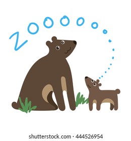 Cute Vector Zoo Animal. Kawaii eyes and style. Doodle illustration. Bear