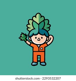 Cute vectors for little ones give a sense of affection, love and take care of plants. Design for Earth Day