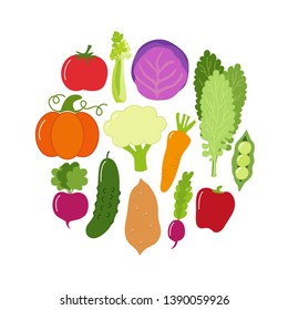Cute Vegan Menu background with various vegetables