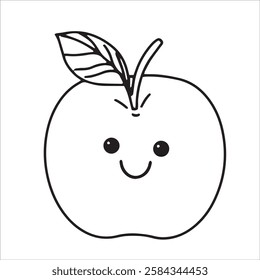 cute vegetable apple kawaii. vector illustration in doodle style