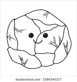 cute vegetable cabbage kawaii. vector illustration in doodle style