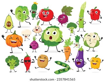 Cute vegetable cartoons ,isolated on white background