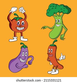 Cute vegetable characters cartoon collection