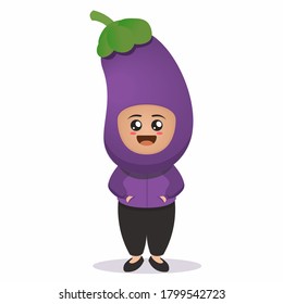 cute vegetable costume mascot design illustration