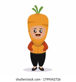 cute vegetable costume mascot design illustration