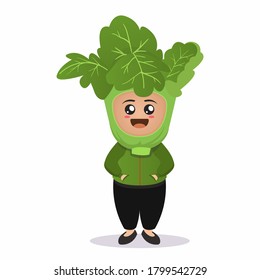 cute vegetable costume mascot design illustration