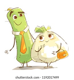 Cute Vegetable Couple going on First Date