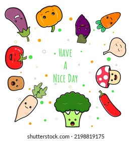 Cute vegetable doodle banner background wallpaper icon cartoon illustration design isolated flat cartoon style
