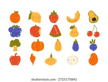 Icono de Elementos de frutas vegetales lindos