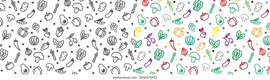 cute vegetable icons seamless pattern background for restaurant wallpaper. healthy food fresh salad