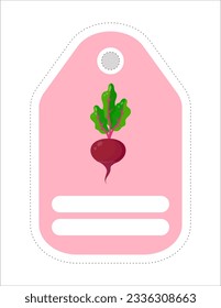 Cute vegetable label. Memo, writing paper.Label with the image of beetroot