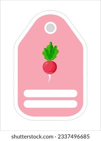 Cute vegetable label. Memo, writing paper.Label with the image of radish