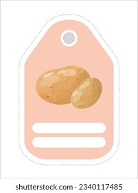 Cute vegetable label. Memo, writing paper.Label with the image of potatoes