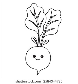 cute vegetable radish kawaii. vector illustration in doodle style