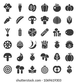 Cute vegetable solid icon set