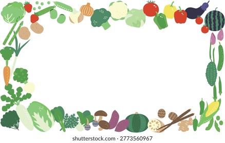 Cute Vegetable Square Frame Illustration