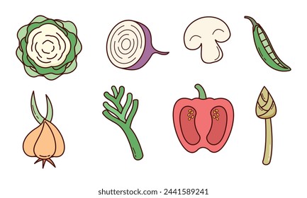 Vector lindo del logotipo del doodle de las verduras