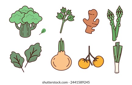 Cute vegetables doodle logo vector