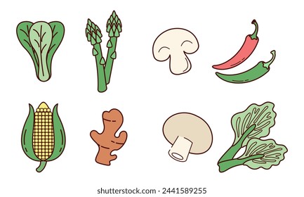 Cute vegetables doodle logo vector