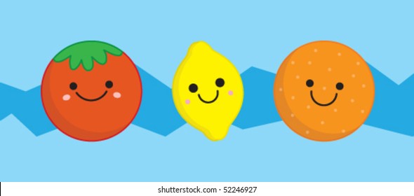 cute vegetables and fruits in japanese style