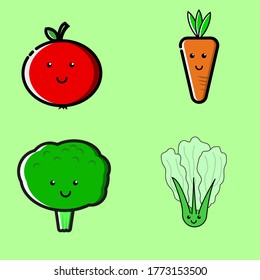 cute vegetables mascot vector pack 