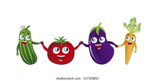 cute vegetables  over white background. vector illustration