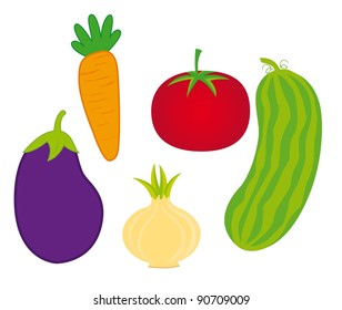 cute vegetables over white background. vector illustration