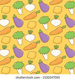 Cute vegetables pattern background vector