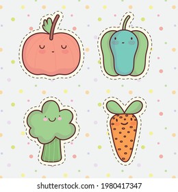 cute vegetables pumpkin pepper carrot