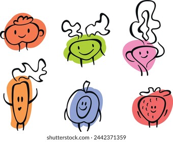 Conjunto de dibujo de ilustración vectorial de vegetales lindos