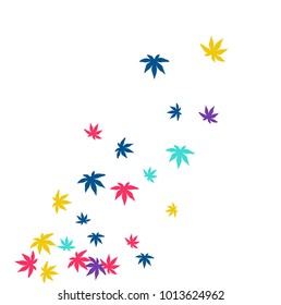 Cute vegetative pattern with simple small leaves for a greeting card or poster. Vector background for spring or summer design
