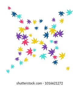 Cute vegetative pattern with simple small leaves for a greeting card or poster. Vector background for spring or summer design
