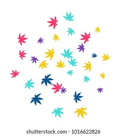Cute vegetative pattern with simple small leaves for a greeting card or poster. Vector background for spring or summer design
