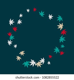 Cute vegetative pattern with simple small leaves for a greeting card or poster. Vector background for spring or summer design