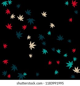 Cute vegetative pattern with simple small leaves for a greeting card or poster. Vector background for spring or summer design
