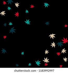 Cute vegetative pattern with simple small leaves for a greeting card or poster. Vector background for spring or summer design
