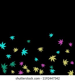 Cute vegetative pattern with simple small leaves for a greeting card or poster. Vector background for spring or summer design
