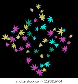 Cute vegetative pattern with simple small leaves for a greeting card or poster. Vector background for spring or summer design
