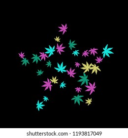 Cute vegetative pattern with simple small leaves for a greeting card or poster. Vector background for spring or summer design
